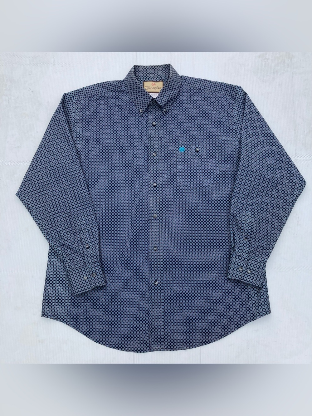 Wrangler Western MG2069M Geometric LS Button Front Mens Shirt Sz XL Western